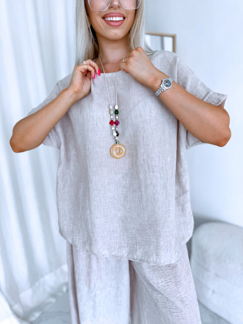 LIELIZMĒRA komplekts "NECKLACE 23300" - bēšs